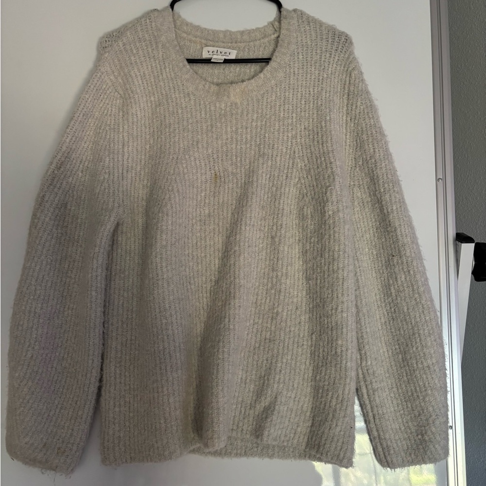 Velvet Gray Crew Neck Sweater Cozy Knit